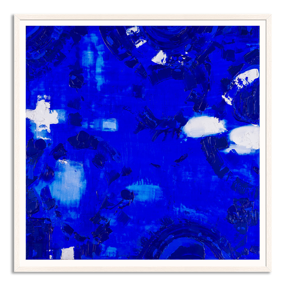 “Peninsula Life” coastal print by Ani Ipradjian – abstract artwork inspired by Victoria’s Mornington Peninsula, featuring ocean blues and soft cliffside textures.