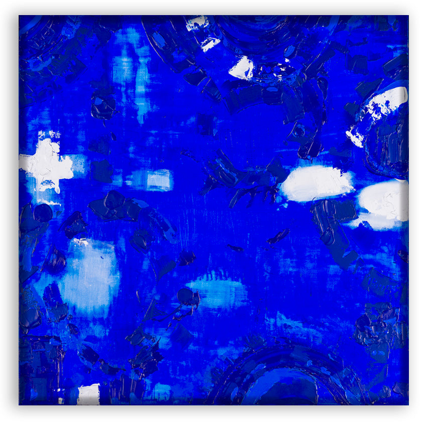 “Peninsula Life” coastal print by Ani Ipradjian – abstract artwork inspired by Victoria’s Mornington Peninsula, featuring ocean blues and soft cliffside textures.