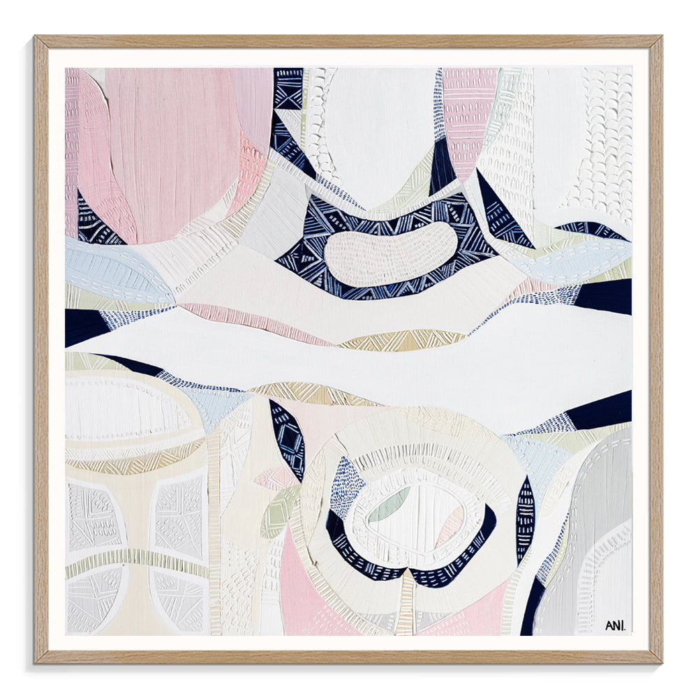 "Pink Lake Forest 2 print by Australian artist Ani Ipradjian. Abstract coastal artwork inspired by Esperance’s Pink Lake in Western Australia. Features pink and blue tones ideal for coastal interiors and global art buyers."