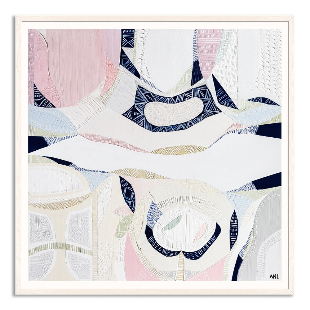 "Pink Lake Forest 2 print by Australian artist Ani Ipradjian. Abstract coastal artwork inspired by Esperance’s Pink Lake in Western Australia. Features pink and blue tones ideal for coastal interiors and global art buyers."