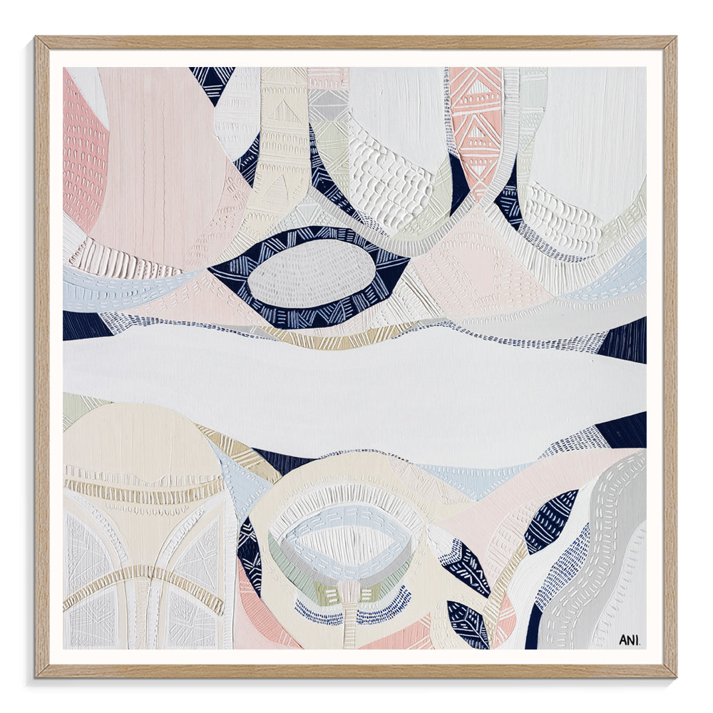 "Pink Lake Forest 1 print by Australian artist Ani Ipradjian. Abstract coastal artwork inspired by Esperance’s Pink Lake in Western Australia. Features pink and blue tones ideal for coastal interiors and global art buyers."