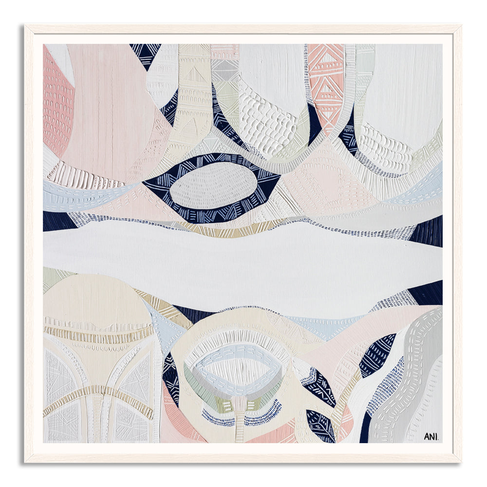 "Pink Lake Forest 1 print by Australian artist Ani Ipradjian. Abstract coastal artwork inspired by Esperance’s Pink Lake in Western Australia. Features pink and blue tones ideal for coastal interiors and global art buyers."
