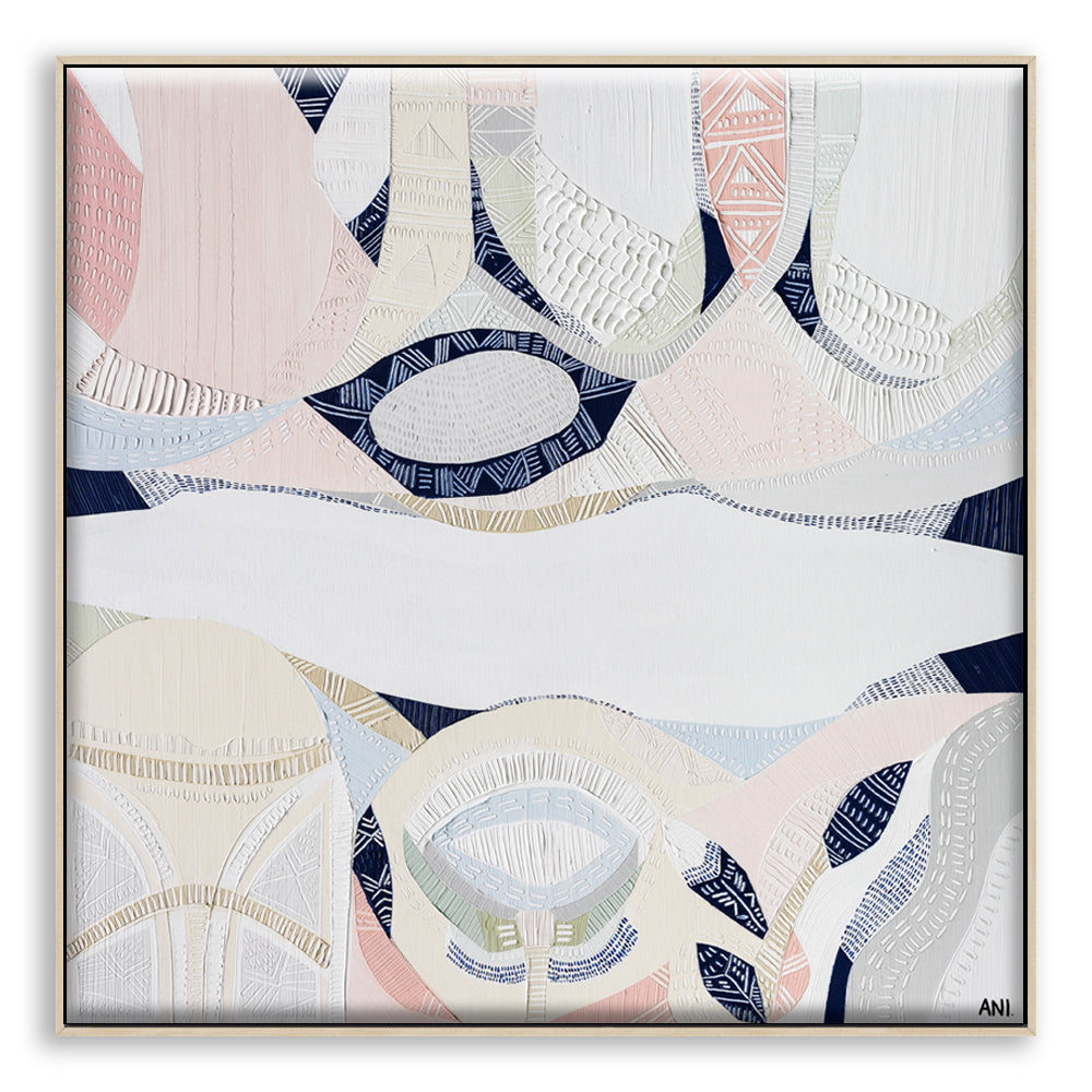 "Pink Lake Forest 1 print by Australian artist Ani Ipradjian. Abstract coastal artwork inspired by Esperance’s Pink Lake in Western Australia. Features pink and blue tones ideal for coastal interiors and global art buyers."