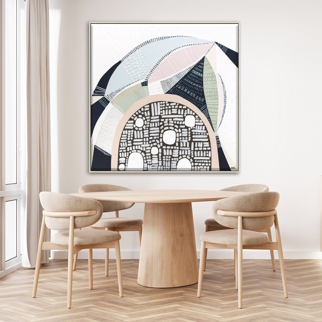 Pink Salt 2 by Ani Ipradjian, abstract Australian landscape painting inspired by the Pink Lake in Esperance Western Australia, showcasing vibrant pinks, teals, and textured layers, ideal for art collectors and modern interior design.