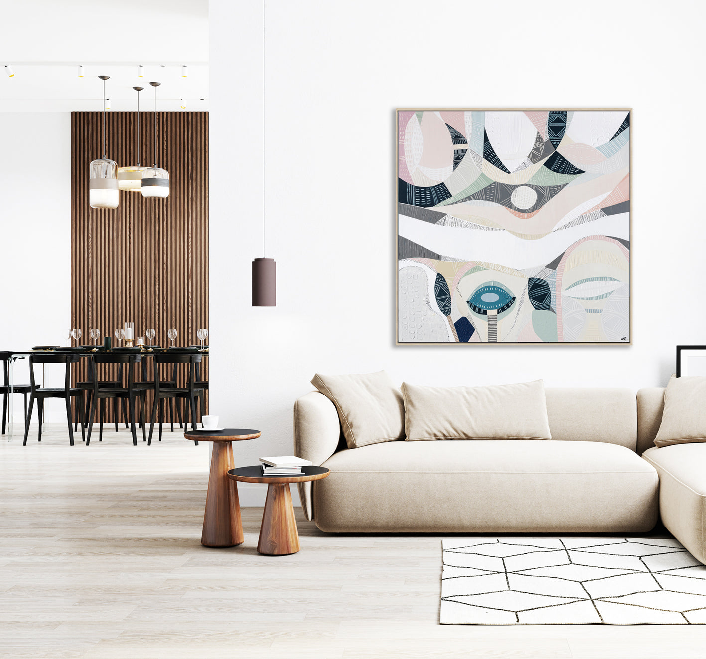 Pink Salt Lake" – Original abstract painting by Australian artist Ani Ipradjian, inspired by the vibrant hues of Pink Lake near Esperance, Western Australia, featuring a harmonious blend of pink and teal tones.