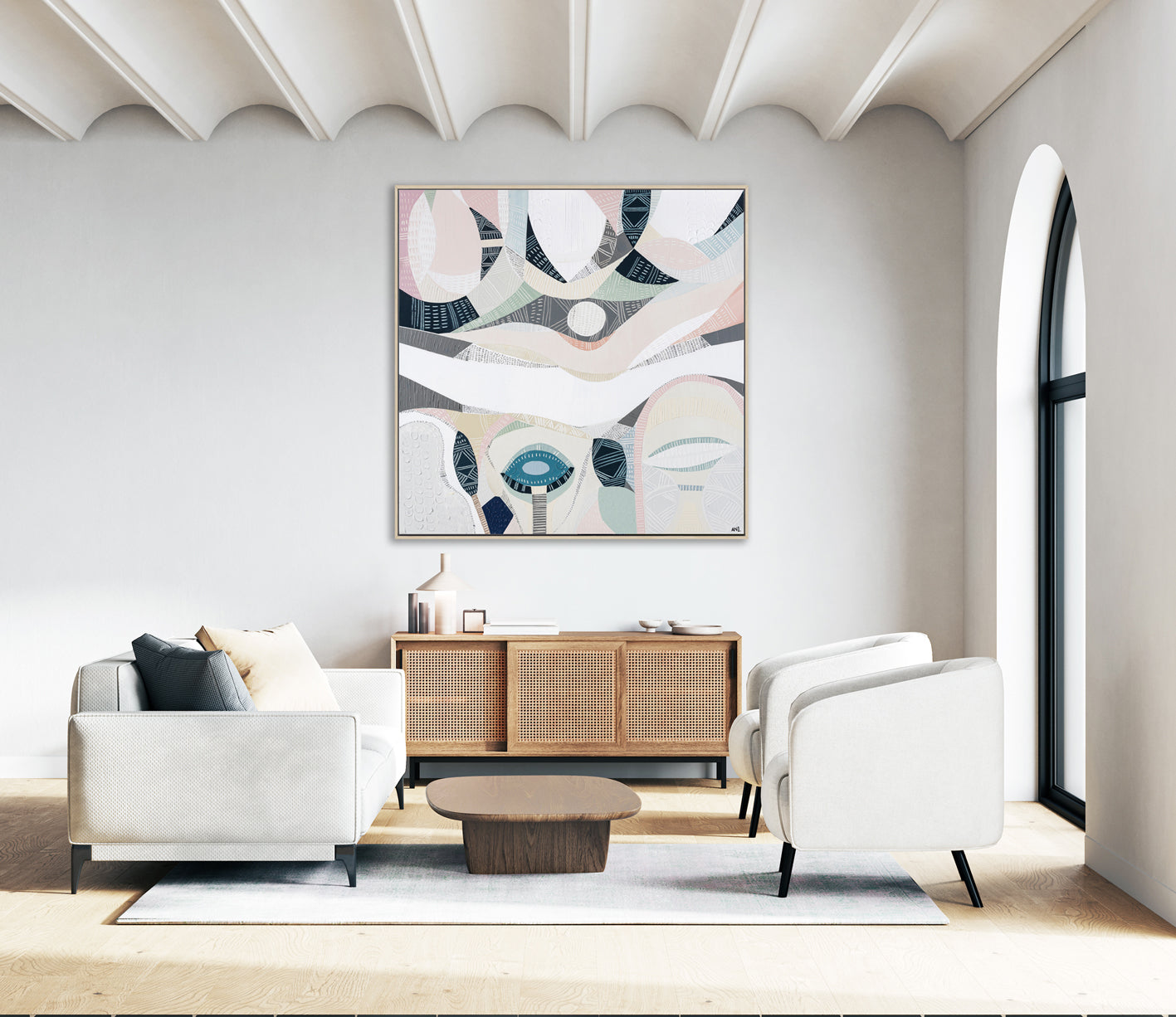 Pink Salt Lake" – Original abstract painting by Australian artist Ani Ipradjian, inspired by the vibrant hues of Pink Lake near Esperance, Western Australia, featuring a harmonious blend of pink and teal tones.