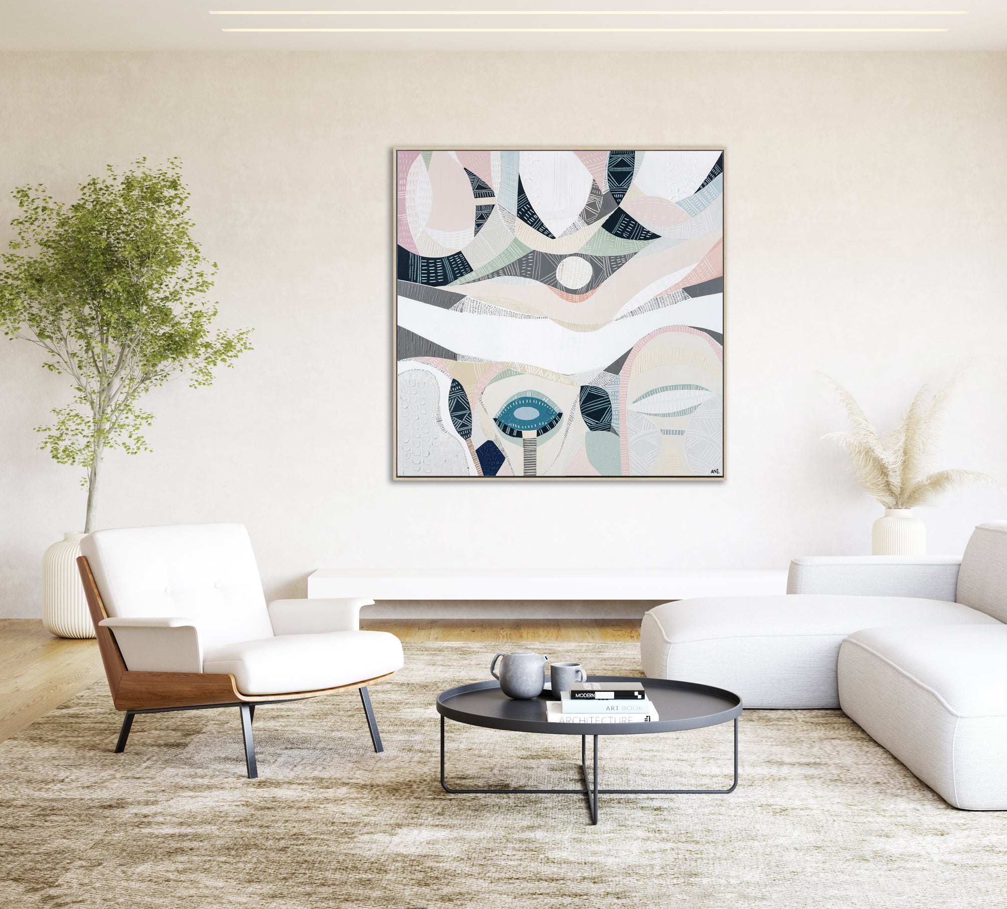 Pink Salt Lake" – Original abstract painting by Australian artist Ani Ipradjian, inspired by the vibrant hues of Pink Lake near Esperance, Western Australia, featuring a harmonious blend of pink and teal tones.