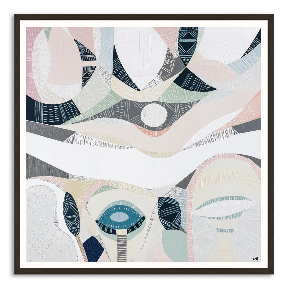 Pink Salt Lake art print by Australian artist Ani Ipradjian – abstract landscape inspired by Western Australia’s vibrant pink lakes, featuring bold pink hues, textured details, and natural coastal elements. Perfect for collectors of modern Australian art and nature-inspired wall decor.