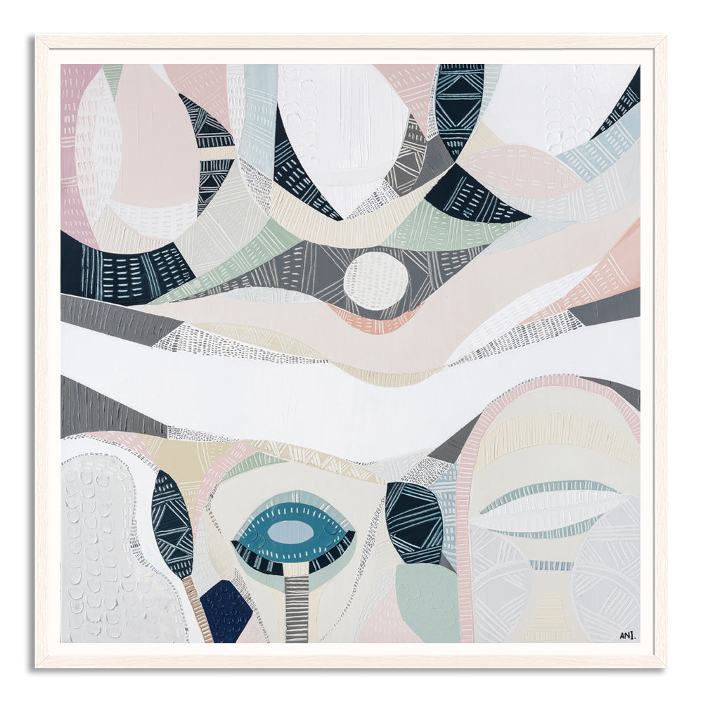 Pink Salt Lake art print by Australian artist Ani Ipradjian – abstract landscape inspired by Western Australia’s vibrant pink lakes, featuring bold pink hues, textured details, and natural coastal elements. Perfect for collectors of modern Australian art and nature-inspired wall decor.