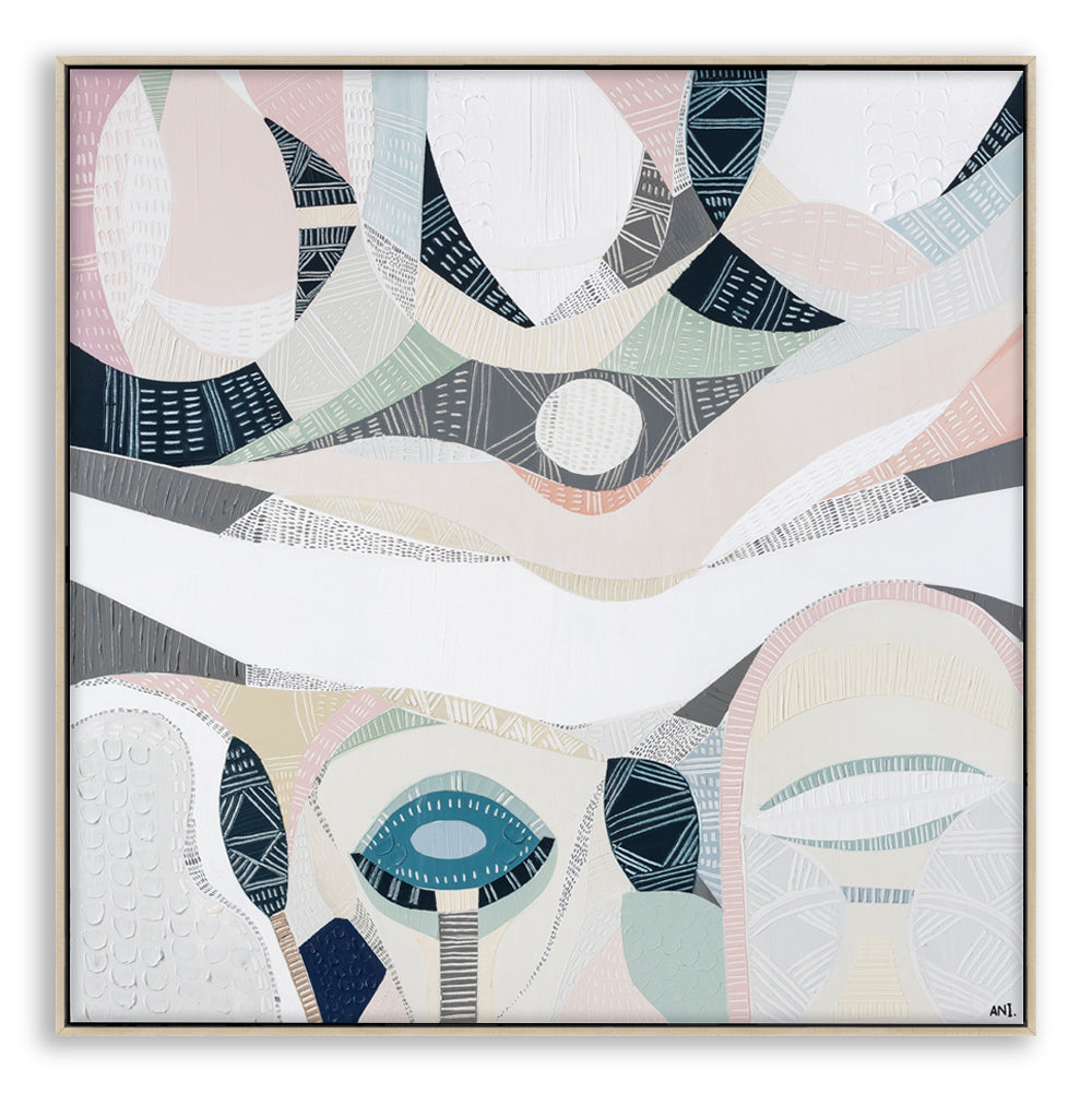 Pink Salt Lake" – Original abstract painting by Australian artist Ani Ipradjian, inspired by the vibrant hues of Pink Lake near Esperance, Western Australia, featuring a harmonious blend of pink and teal tones.