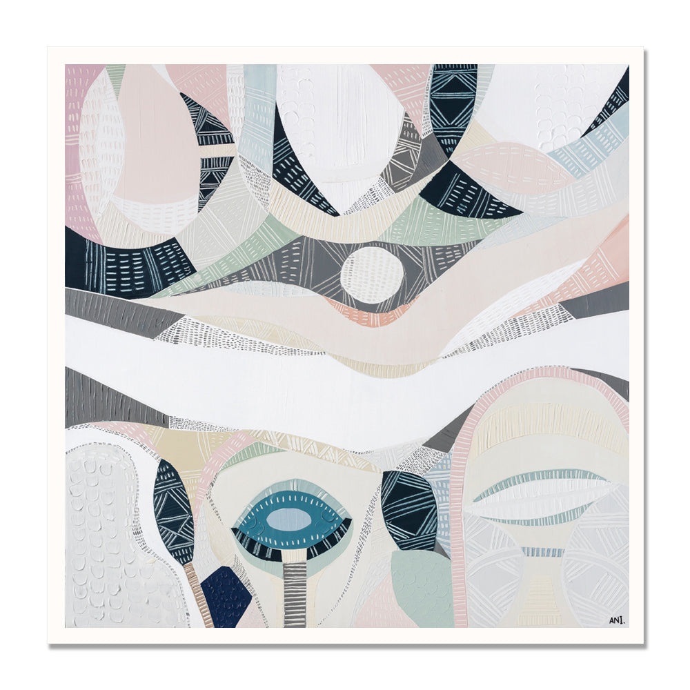 Pink Salt Lake art print by Australian artist Ani Ipradjian – abstract landscape inspired by Western Australia’s vibrant pink lakes, featuring bold pink hues, textured details, and natural coastal elements. Perfect for collectors of modern Australian art and nature-inspired wall decor.