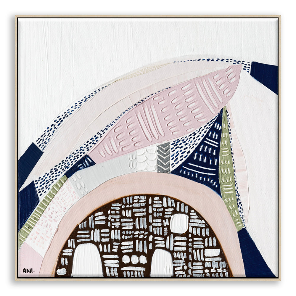 "Pink Salt Spirit art print by Ani Ipradjian. Inspired by Australia’s Pink Lakes with tribal patterns and abstract textures, perfect for Australian and international art collectors."