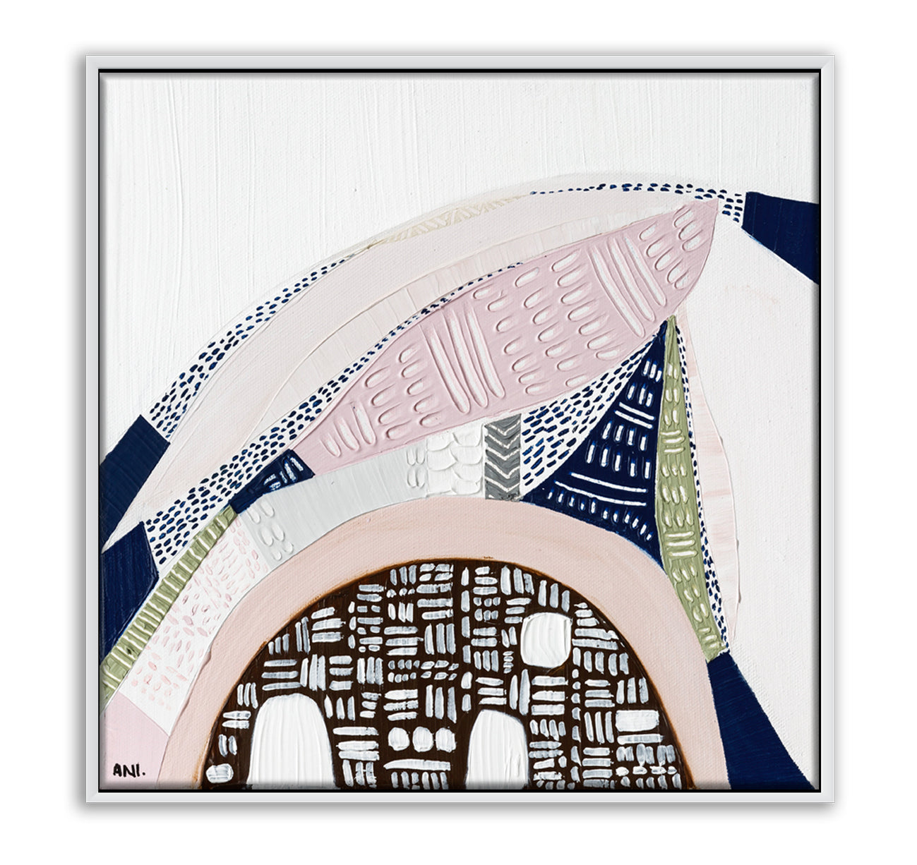 "Pink Salt Spirit art print by Ani Ipradjian. Inspired by Australia’s Pink Lakes with tribal patterns and abstract textures, perfect for Australian and international art collectors."