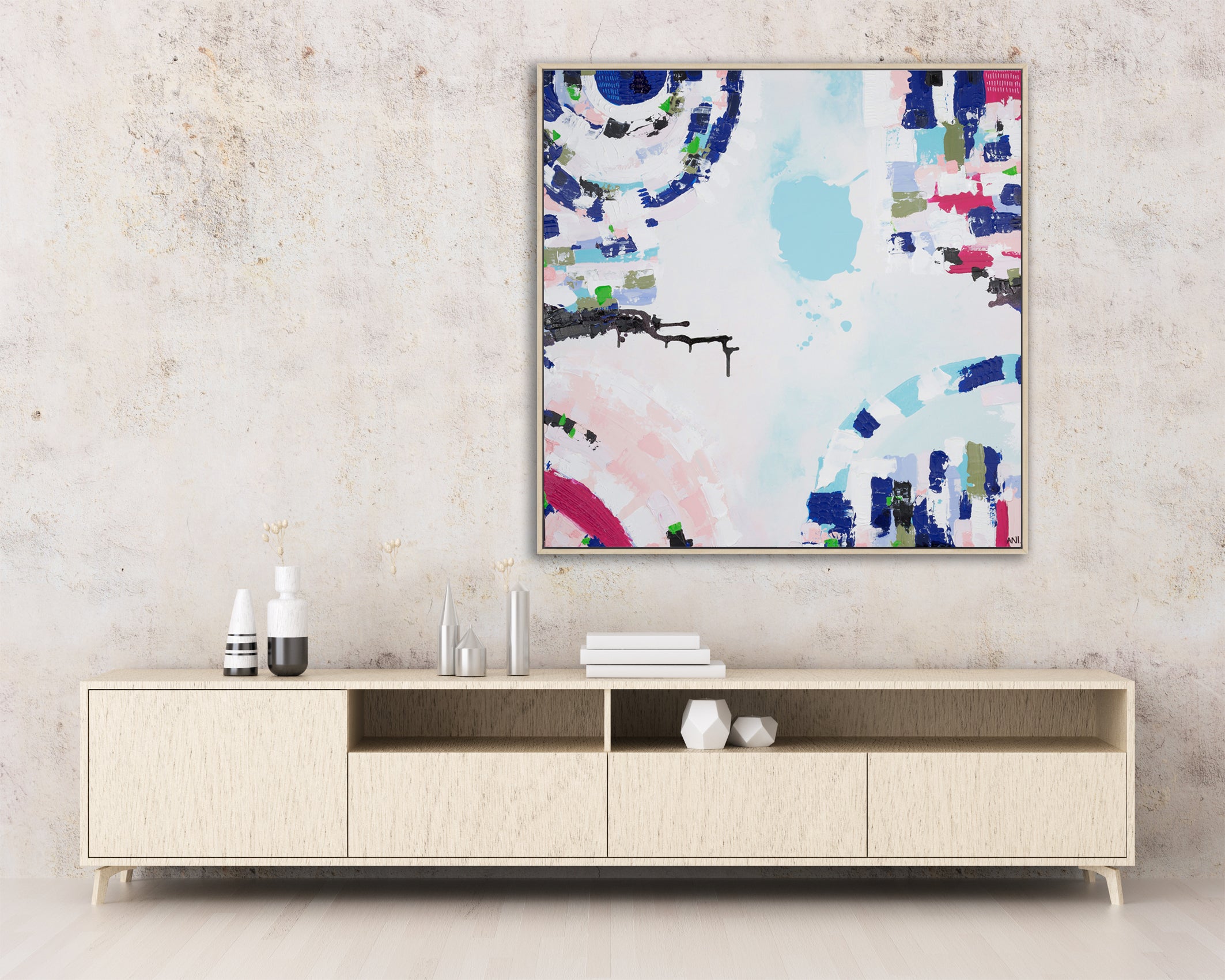 Port Melbourne Love print by Ani Ipradjian. Abstract Australian art inspired by Port Melbourne’s coastal charm, city skyline, and beachside beauty. Ideal for Australian and international collectors.