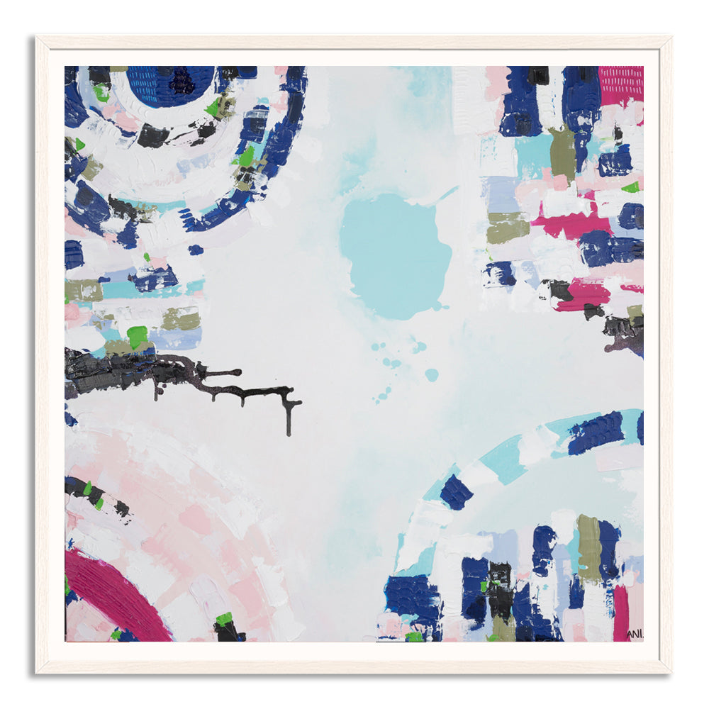 Port Melbourne Love print by Ani Ipradjian. Abstract Australian art inspired by Port Melbourne’s coastal charm, city skyline, and beachside beauty. Ideal for Australian and international collectors.