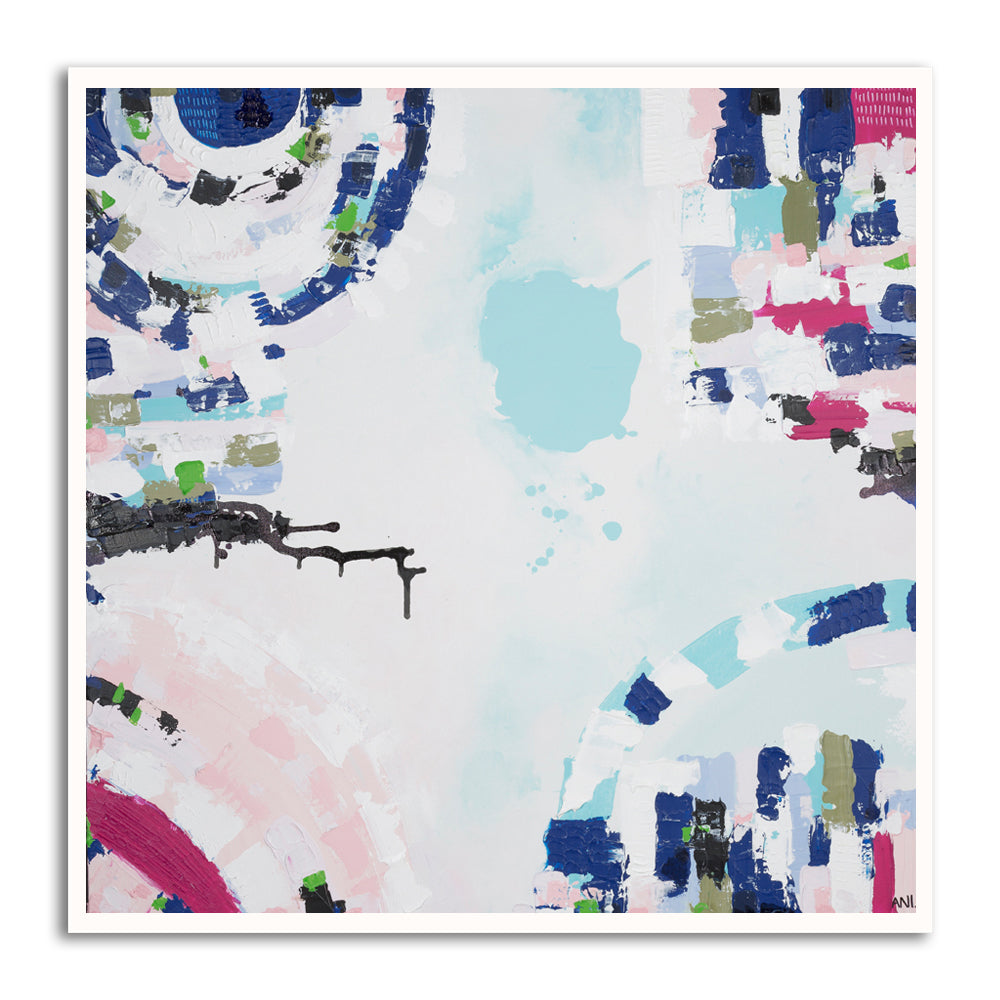 Port Melbourne Love print by Ani Ipradjian. Abstract Australian art inspired by Port Melbourne’s coastal charm, city skyline, and beachside beauty. Ideal for Australian and international collectors.
