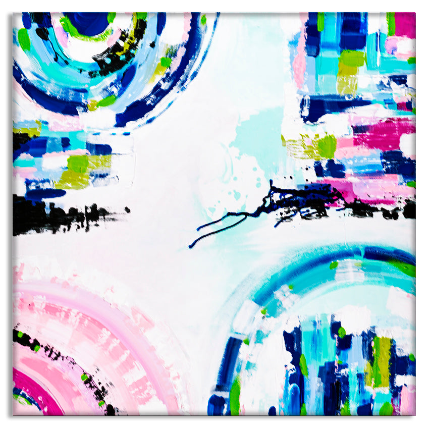 Port Melbourne Spirit print by Ani Ipradjian – abstract Australian coastal artwork inspired by Melbourne’s city-meets-sea landscape, featuring bold colours and beach motifs.