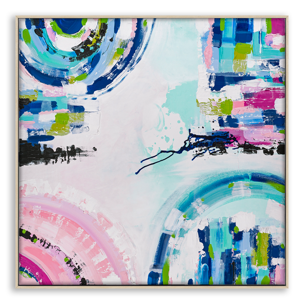 Original abstract painting titled "Port Melbourne Spirit" by Australian artist Ani Ipradjian, depicting the vibrant transition of Melbourne's cityscape to its coastal edge, with dynamic forms and earthy tones capturing the essence of Port Melbourne from dawn to dusk.