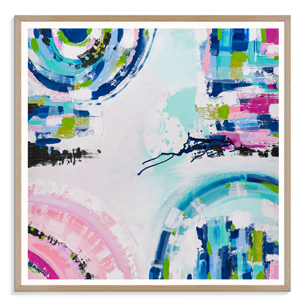 Port Melbourne Spirit print by Ani Ipradjian – abstract Australian coastal artwork inspired by Melbourne’s city-meets-sea landscape, featuring bold colours and beach motifs.