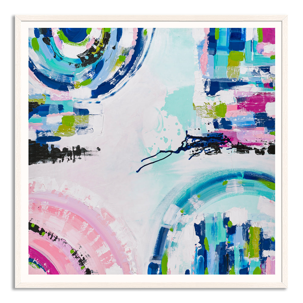 Port Melbourne Spirit print by Ani Ipradjian – abstract Australian coastal artwork inspired by Melbourne’s city-meets-sea landscape, featuring bold colours and beach motifs.