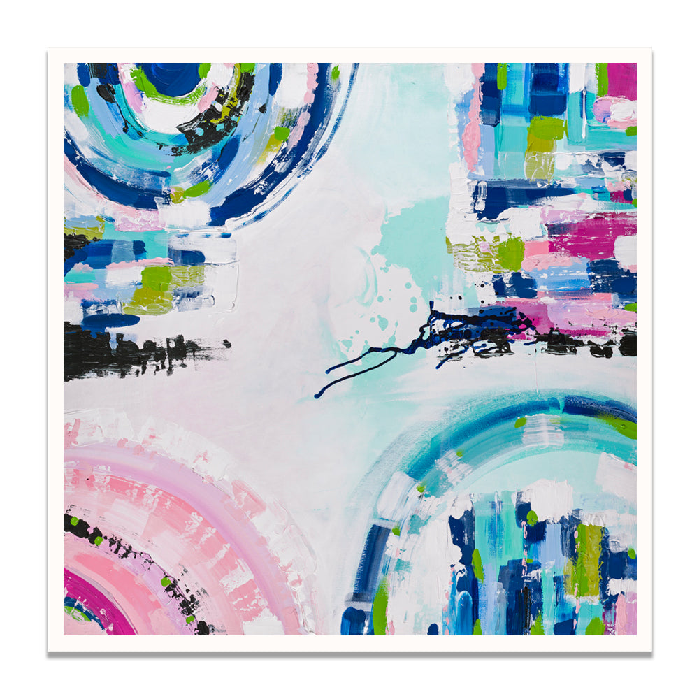 Port Melbourne Spirit print by Ani Ipradjian – abstract Australian coastal artwork inspired by Melbourne’s city-meets-sea landscape, featuring bold colours and beach motifs.