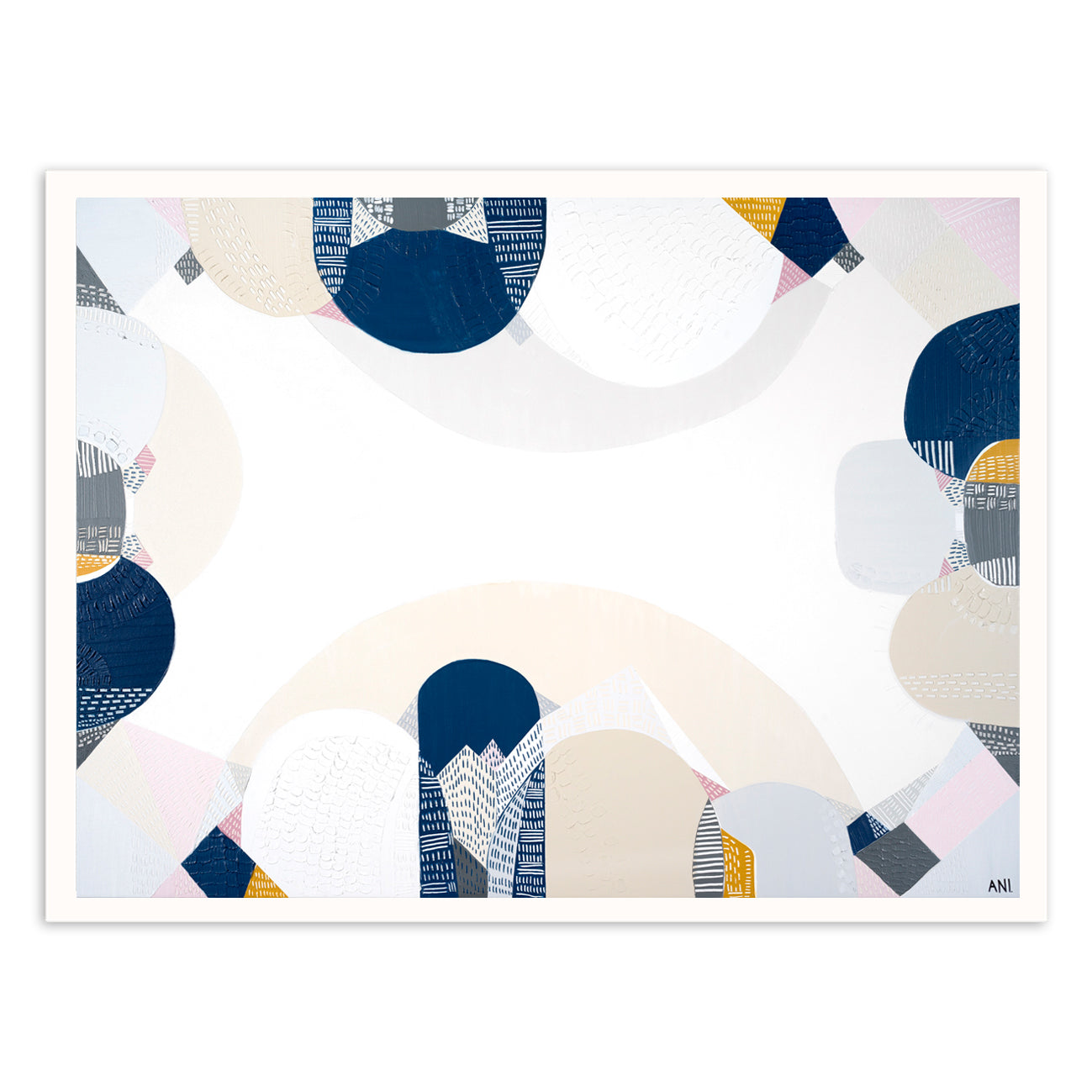 Blue Mountains Spirit – abstract Australian landscape print by Ani Ipradjian featuring soft blue tones and textured layers inspired by the eucalyptus haze and scenic beauty of Sydney’s Blue Mountains.