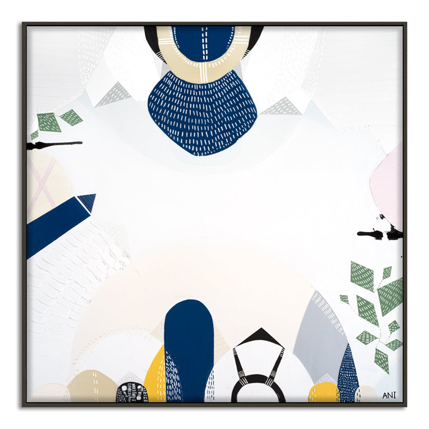 Preston abstract print by Ani Ipradjian. Features Melbourne’s Preston Market, city connections, railway lines, and suburban architecture in vibrant geometric textures.