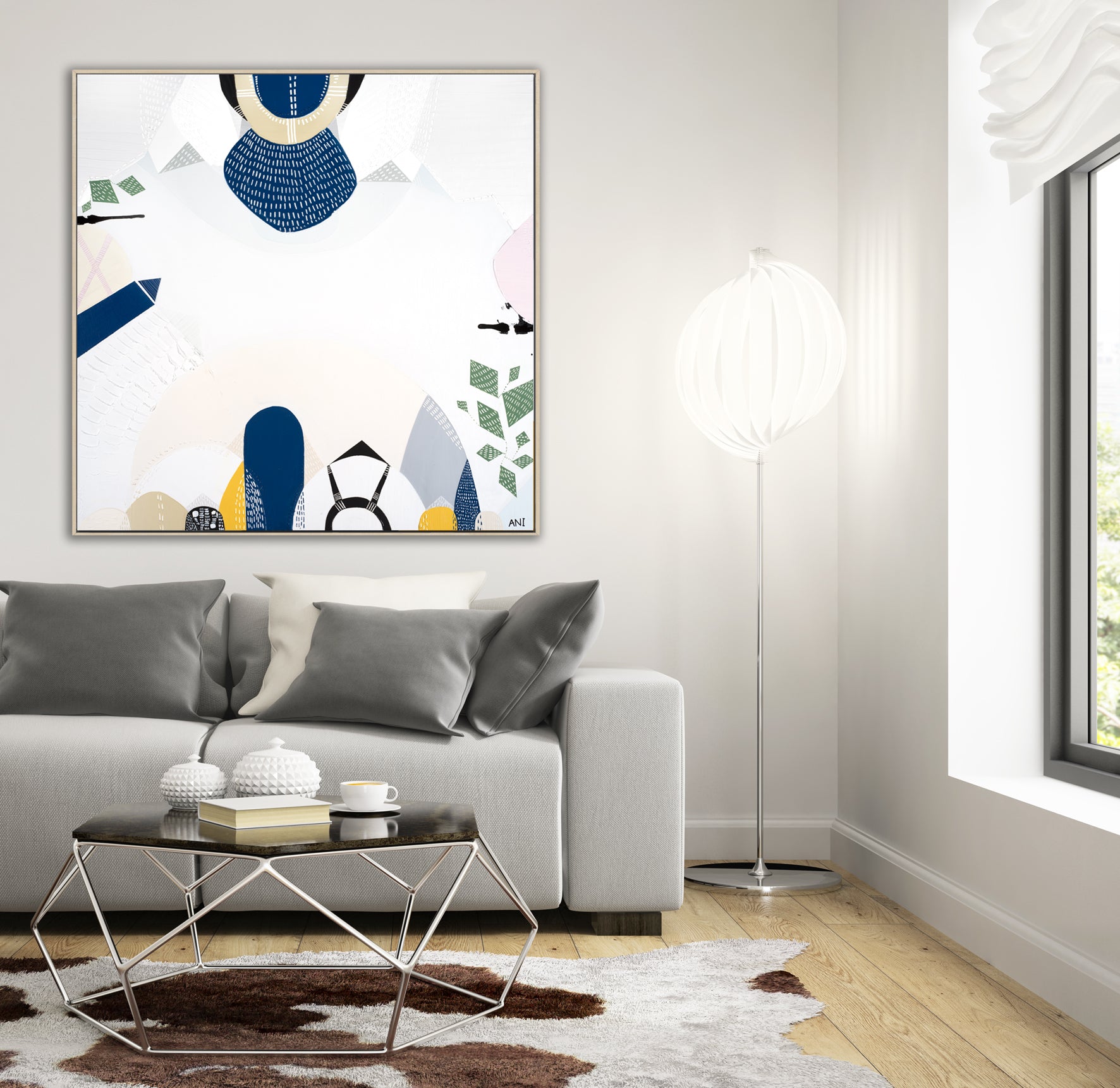 Preston abstract print by Ani Ipradjian. Features Melbourne’s Preston Market, city connections, railway lines, and suburban architecture in vibrant geometric textures.