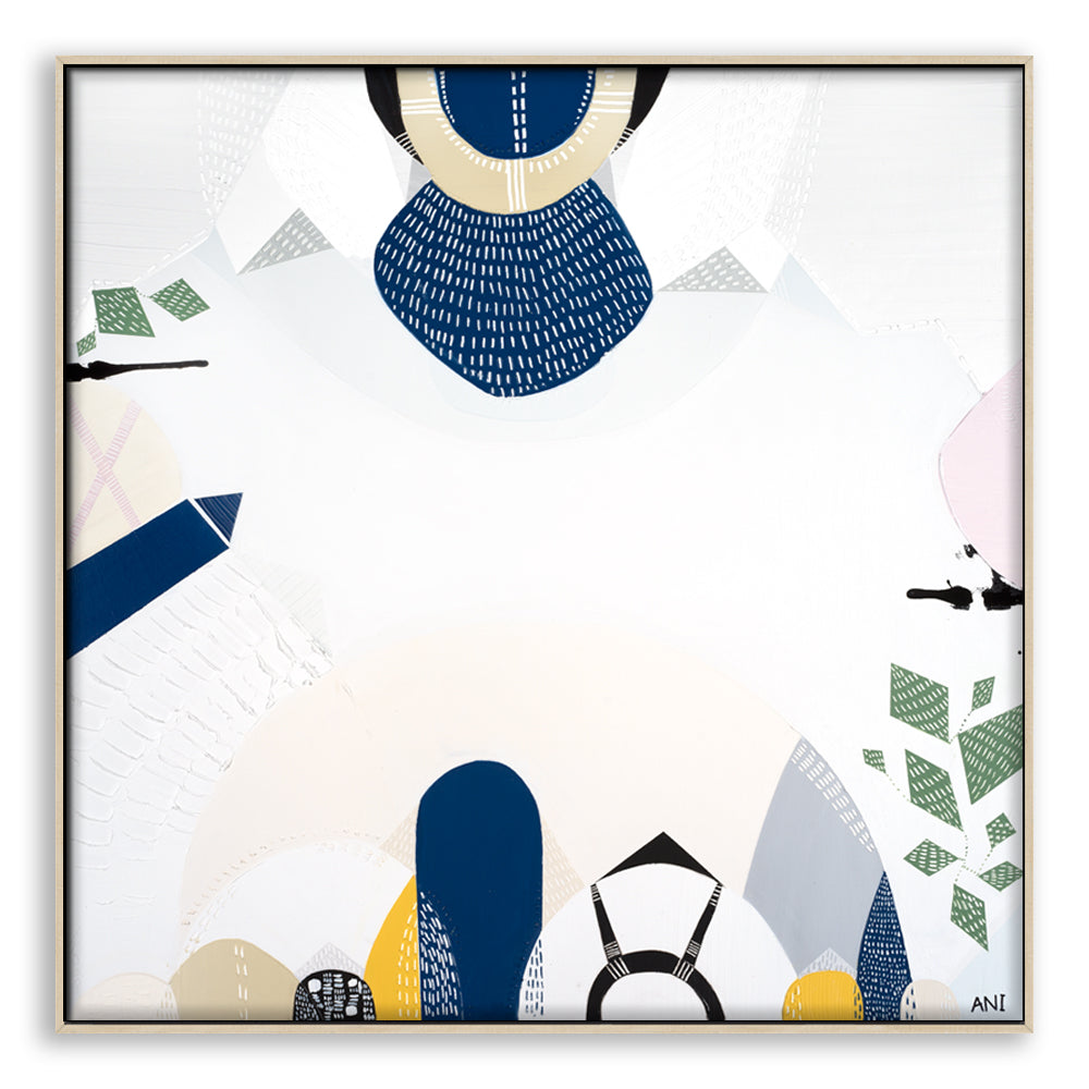 Preston abstract print by Ani Ipradjian. Features Melbourne’s Preston Market, city connections, railway lines, and suburban architecture in vibrant geometric textures.