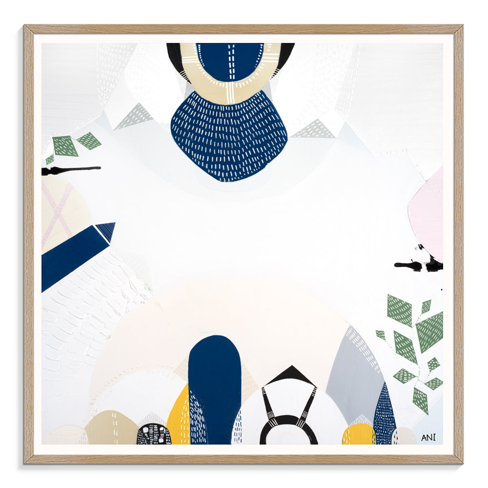 Preston abstract print by Ani Ipradjian. Features Melbourne’s Preston Market, city connections, railway lines, and suburban architecture in vibrant geometric textures.