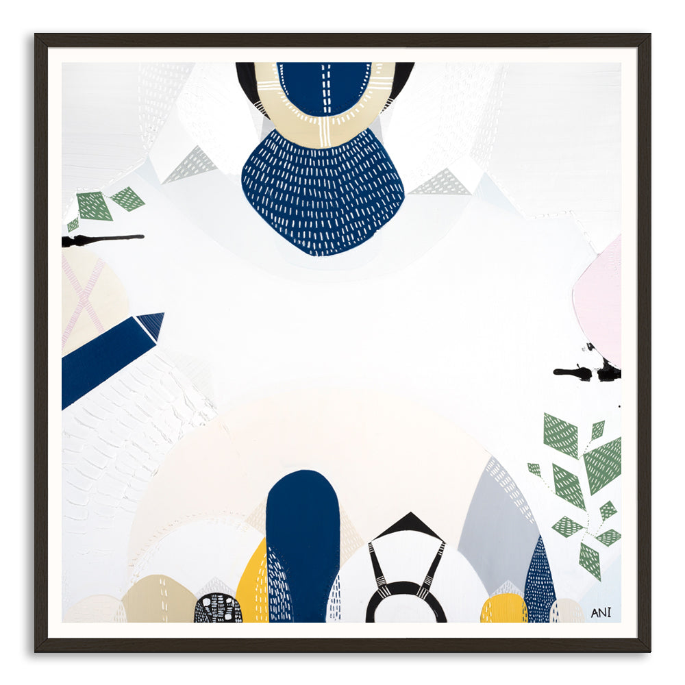 Preston abstract print by Ani Ipradjian. Features Melbourne’s Preston Market, city connections, railway lines, and suburban architecture in vibrant geometric textures.