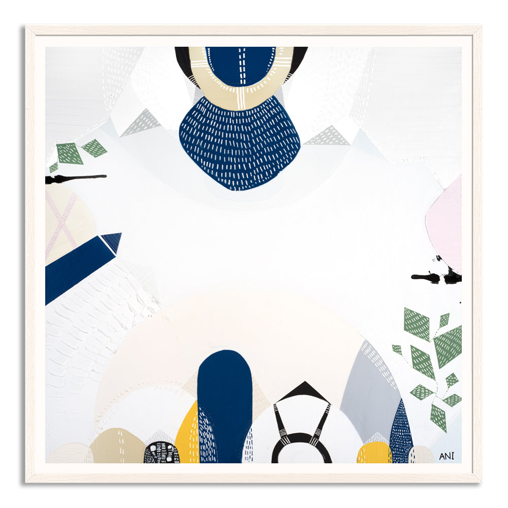 Preston abstract print by Ani Ipradjian. Features Melbourne’s Preston Market, city connections, railway lines, and suburban architecture in vibrant geometric textures.