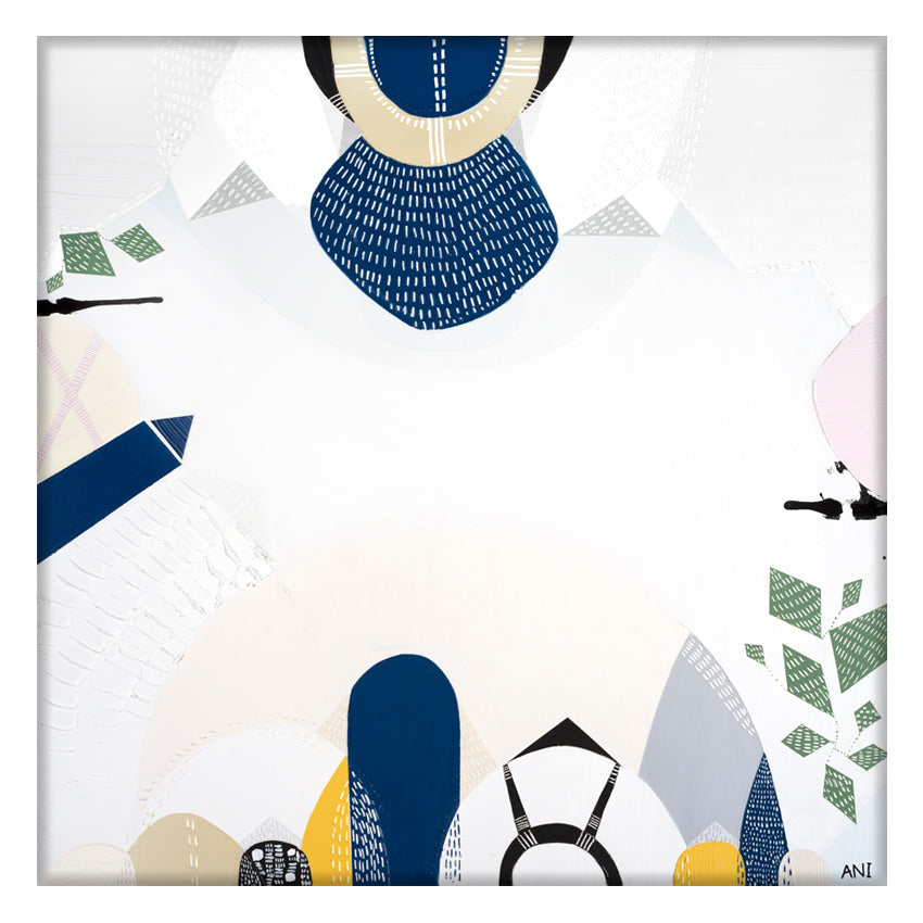 Preston abstract print by Ani Ipradjian. Features Melbourne’s Preston Market, city connections, railway lines, and suburban architecture in vibrant geometric textures.