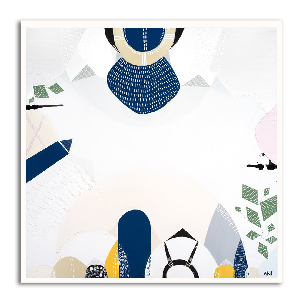 Preston abstract print by Ani Ipradjian. Features Melbourne’s Preston Market, city connections, railway lines, and suburban architecture in vibrant geometric textures.