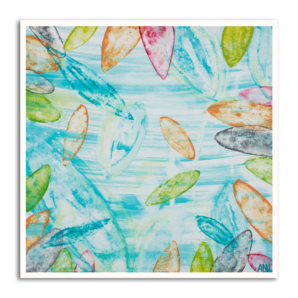 “Botanical Spirit” print by Australian artist Ani Ipradjian – abstract floral artwork inspired by Melbourne’s Royal Botanic Gardens, featuring earthy tones and layered textures, perfect for botanical wall art lovers and interior decor.