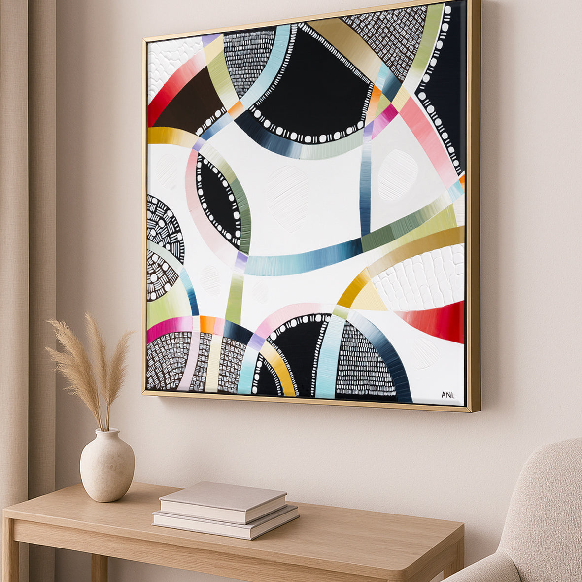 Snow-Capped Memories abstract painting by Australian artist Ani Ipradjian, inspired by Mt Buller, Mt Hotham, Falls Creek, and the Snowy Mountains. Features cool winter tones and textured layers, perfect for art collectors, ski lovers, and nature-inspired interiors in Australia and worldwide.