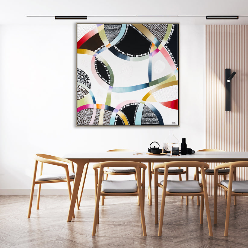 Snow-Capped Memories abstract painting by Australian artist Ani Ipradjian, inspired by Mt Buller, Mt Hotham, Falls Creek, and the Snowy Mountains. Features cool winter tones and textured layers, perfect for art collectors, ski lovers, and nature-inspired interiors in Australia and worldwide.