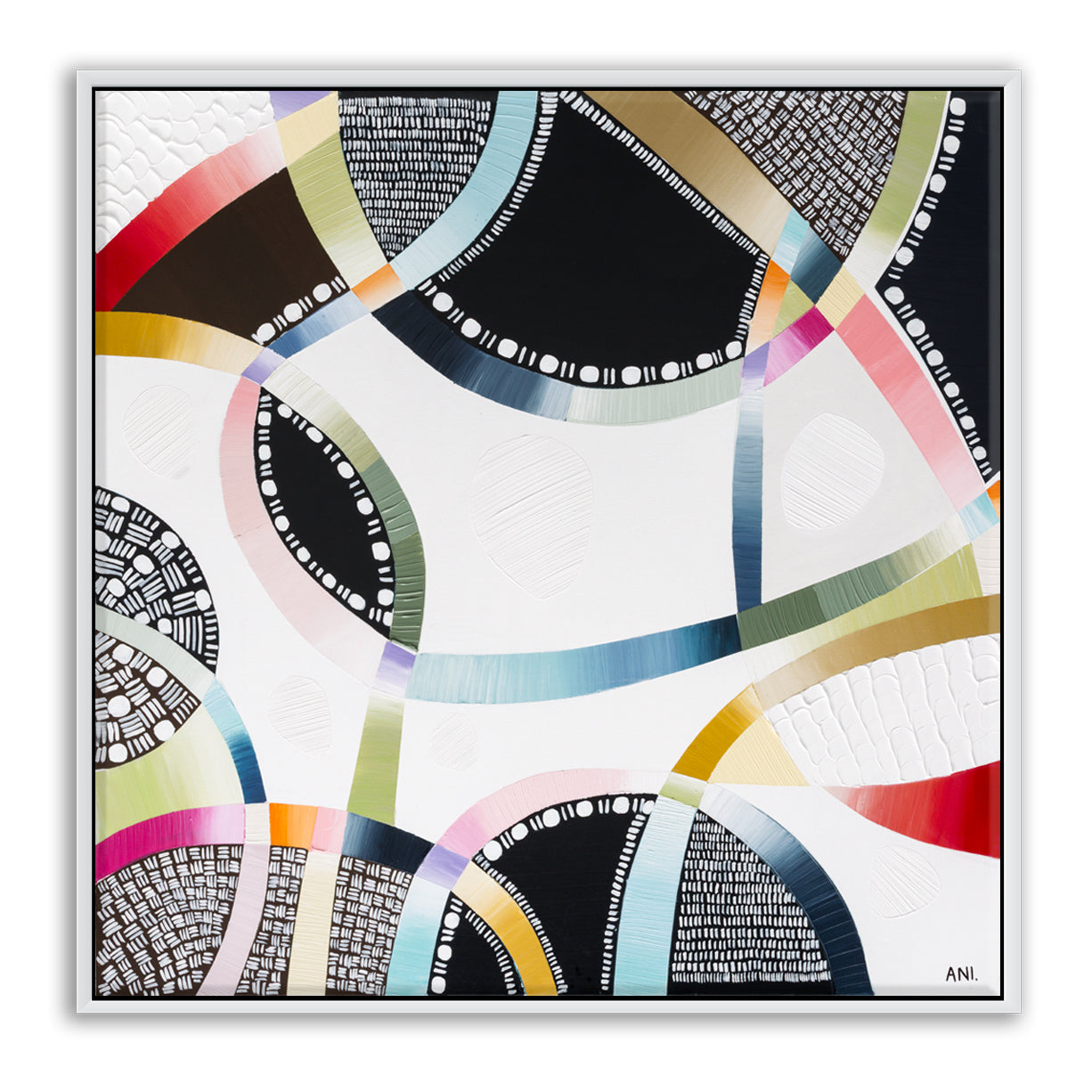 Snow-Capped Memories abstract painting by Australian artist Ani Ipradjian, inspired by Mt Buller, Mt Hotham, Falls Creek, and the Snowy Mountains. Features cool winter tones and textured layers, perfect for art collectors, ski lovers, and nature-inspired interiors in Australia and worldwide.