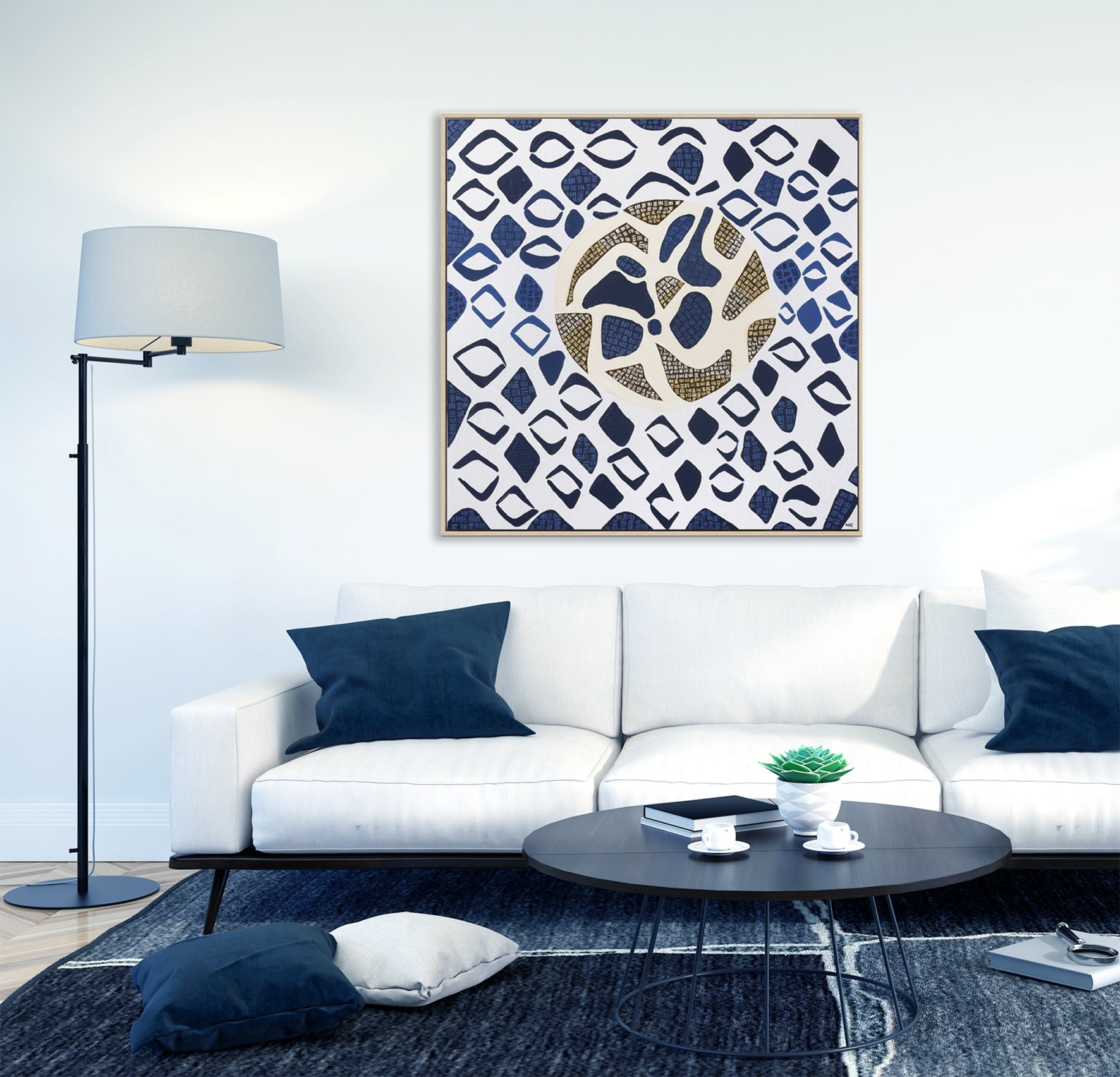 "South Pacific Ocean" – Original abstract ocean painting by Australian artist Ani Ipradjian, featuring textured blue tones inspired by the Pacific coastline east of Australia.