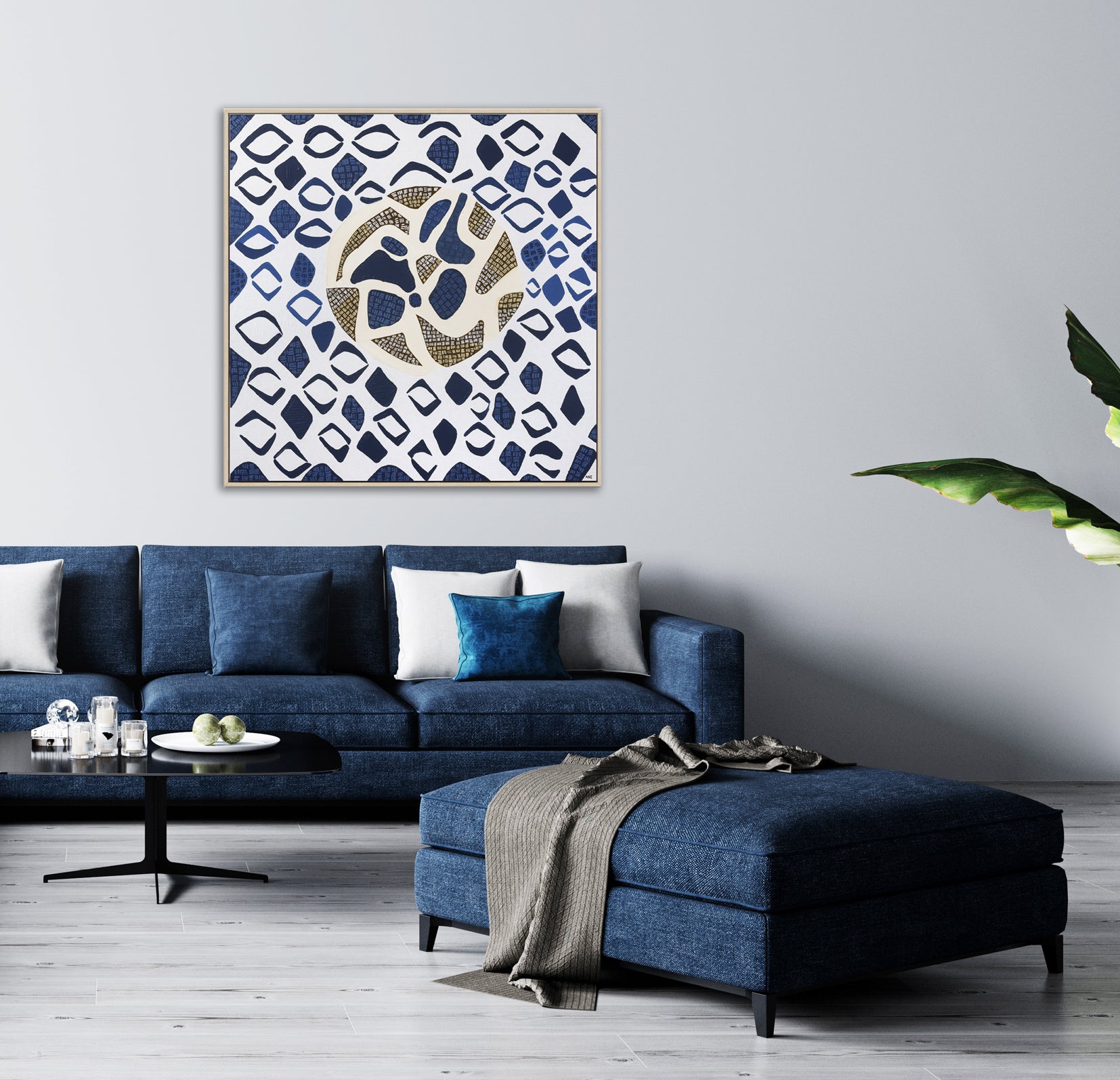 "South Pacific Ocean" – Original abstract ocean painting by Australian artist Ani Ipradjian, featuring textured blue tones inspired by the Pacific coastline east of Australia.