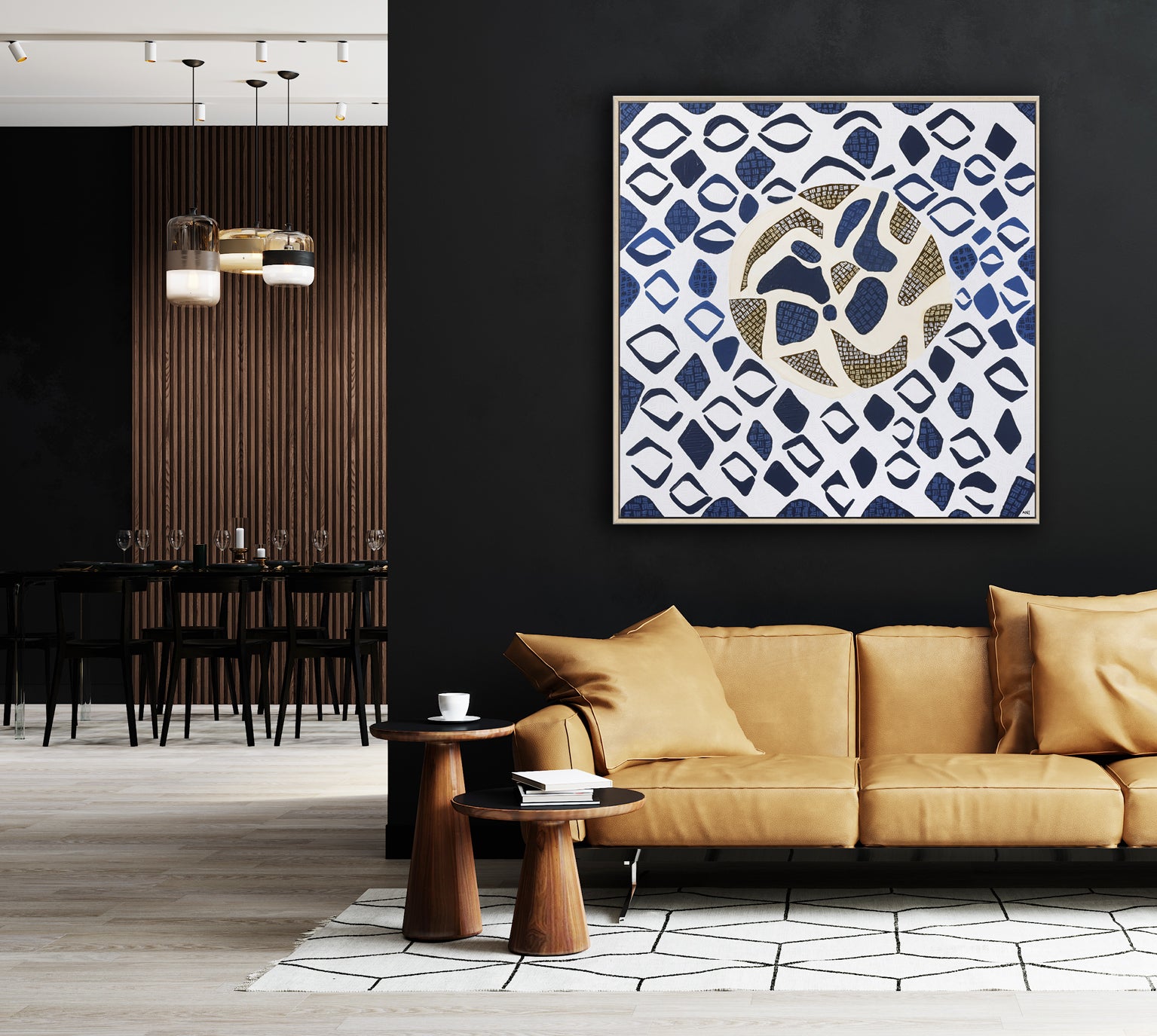 "South Pacific Ocean" – Original abstract ocean painting by Australian artist Ani Ipradjian, featuring textured blue tones inspired by the Pacific coastline east of Australia.