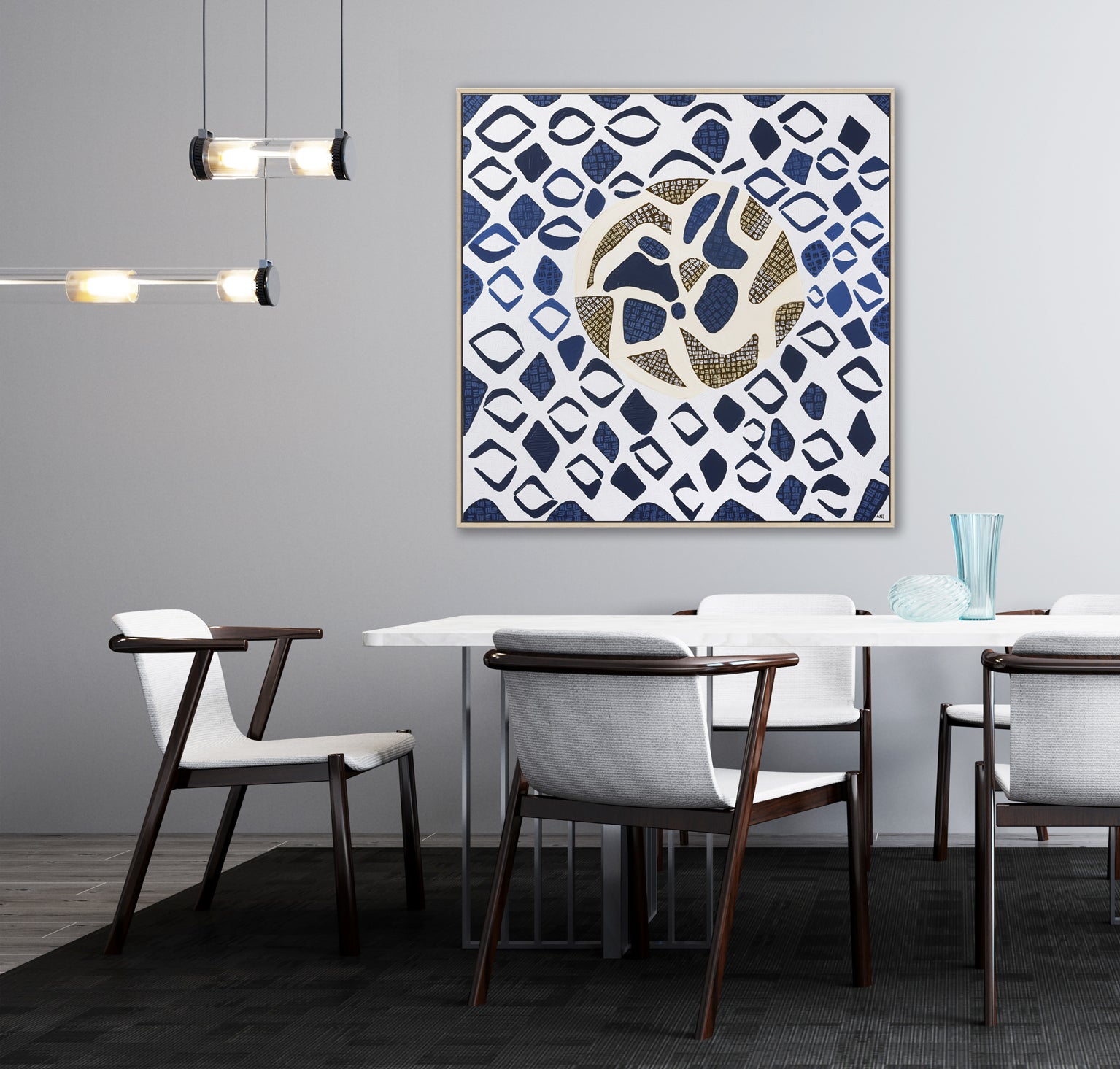 "South Pacific Ocean" – Original abstract ocean painting by Australian artist Ani Ipradjian, featuring textured blue tones inspired by the Pacific coastline east of Australia.