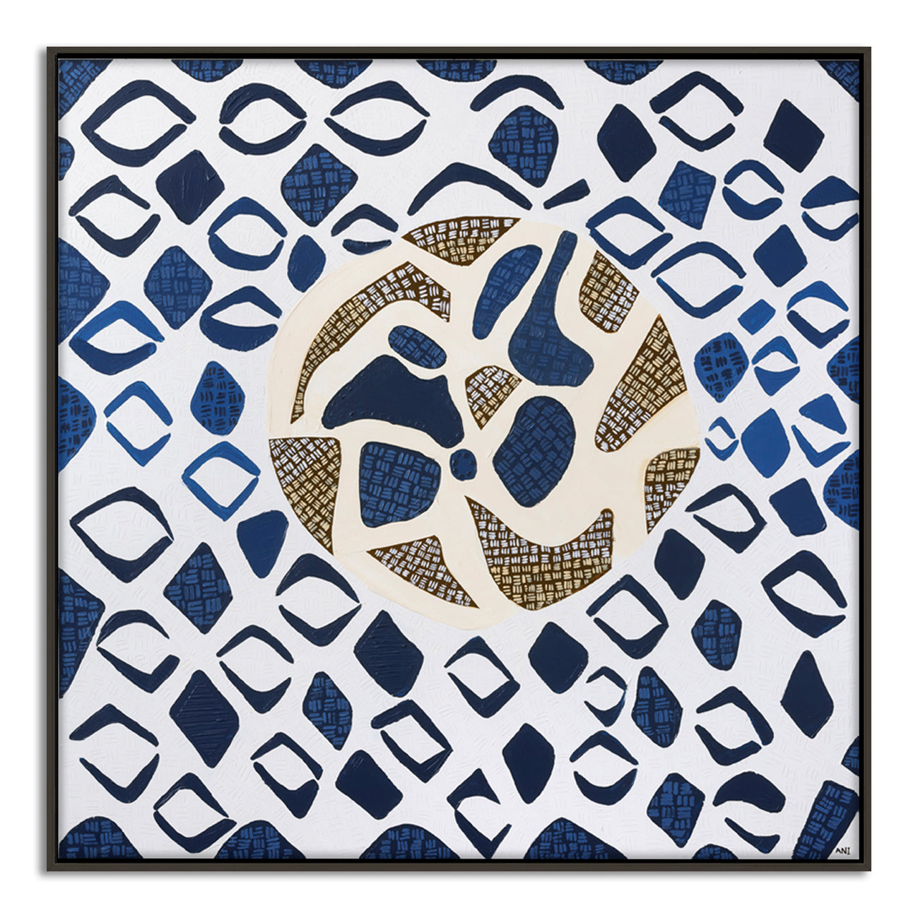 "South Pacific Ocean" – Original abstract ocean painting by Australian artist Ani Ipradjian, featuring textured blue tones inspired by the Pacific coastline east of Australia.