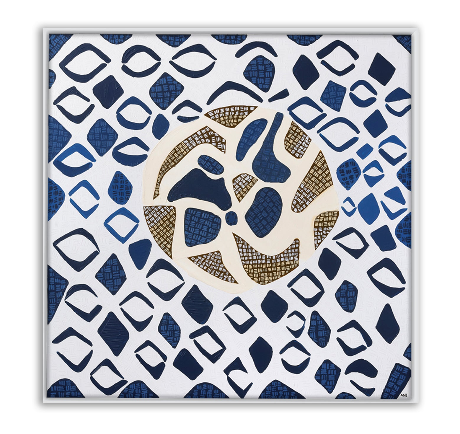 "South Pacific Ocean" – Original abstract ocean painting by Australian artist Ani Ipradjian, featuring textured blue tones inspired by the Pacific coastline east of Australia.