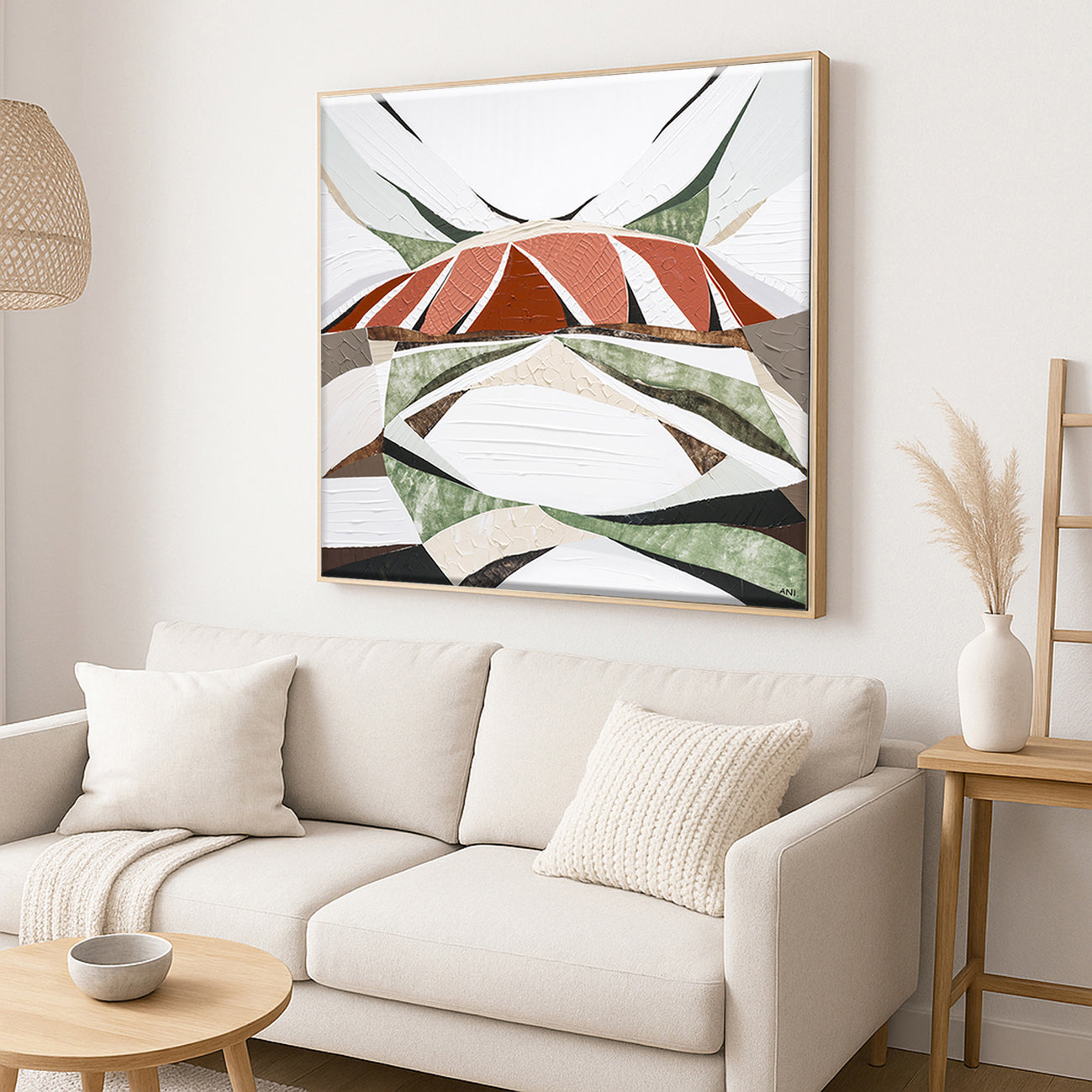 Uluru Dreams painting by Australian artist Ani Ipradjian, inspired by Uluru in Central Australia. Abstract landscape artwork featuring rich red, gold, and sandstone tones with textured layers, evoking the beauty of rain over Uluru. Perfect for collectors and interior decorators seeking authentic Australian outback art, available worldwide.