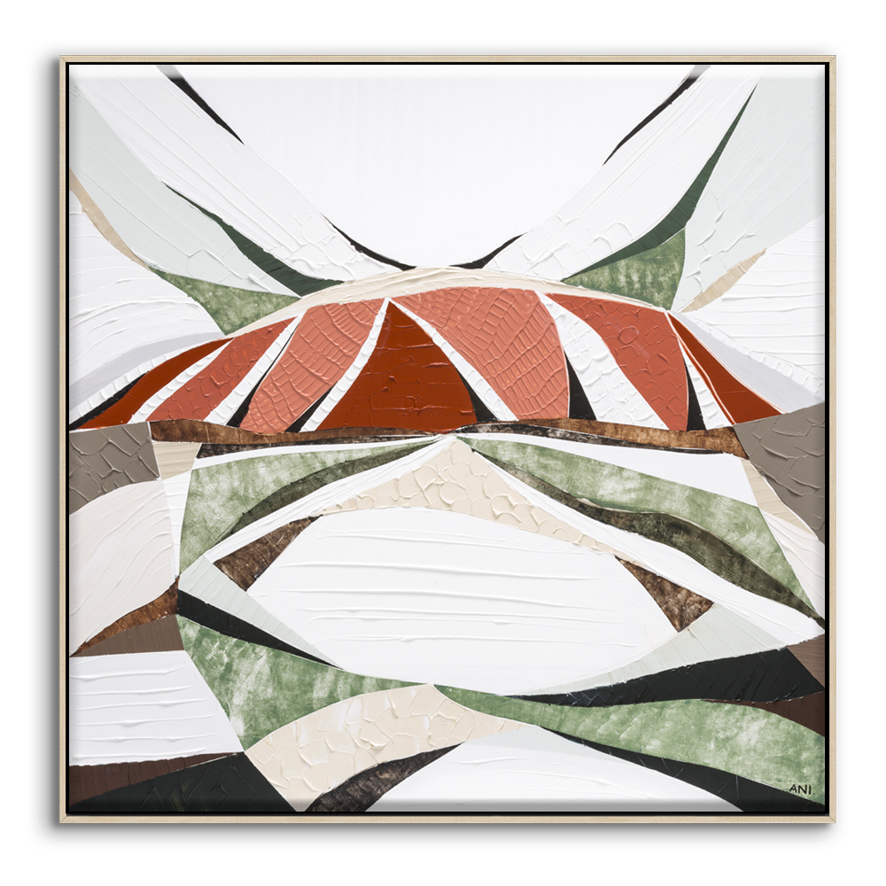 Uluru Dreams painting by Australian artist Ani Ipradjian, inspired by Uluru in Central Australia. Abstract landscape artwork featuring rich red, gold, and sandstone tones with textured layers, evoking the beauty of rain over Uluru. Perfect for collectors and interior decorators seeking authentic Australian outback art, available worldwide.