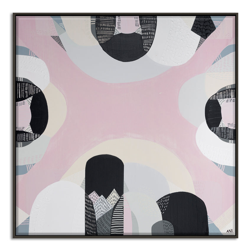 "Westgate Park Salt Lake art print by Ani Ipradjian. Abstract Australian landscape inspired by Melbourne’s pink salt lake beneath the West Gate Bridge. Perfect for collectors of bold, urban nature-inspired prints."