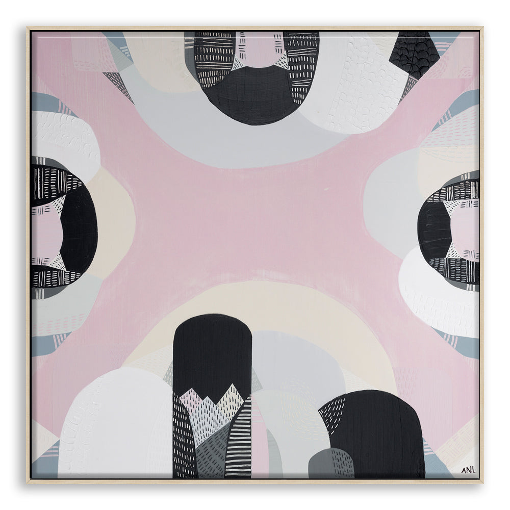 "Westgate Park Salt Lake art print by Ani Ipradjian. Abstract Australian landscape inspired by Melbourne’s pink salt lake beneath the West Gate Bridge. Perfect for collectors of bold, urban nature-inspired prints."