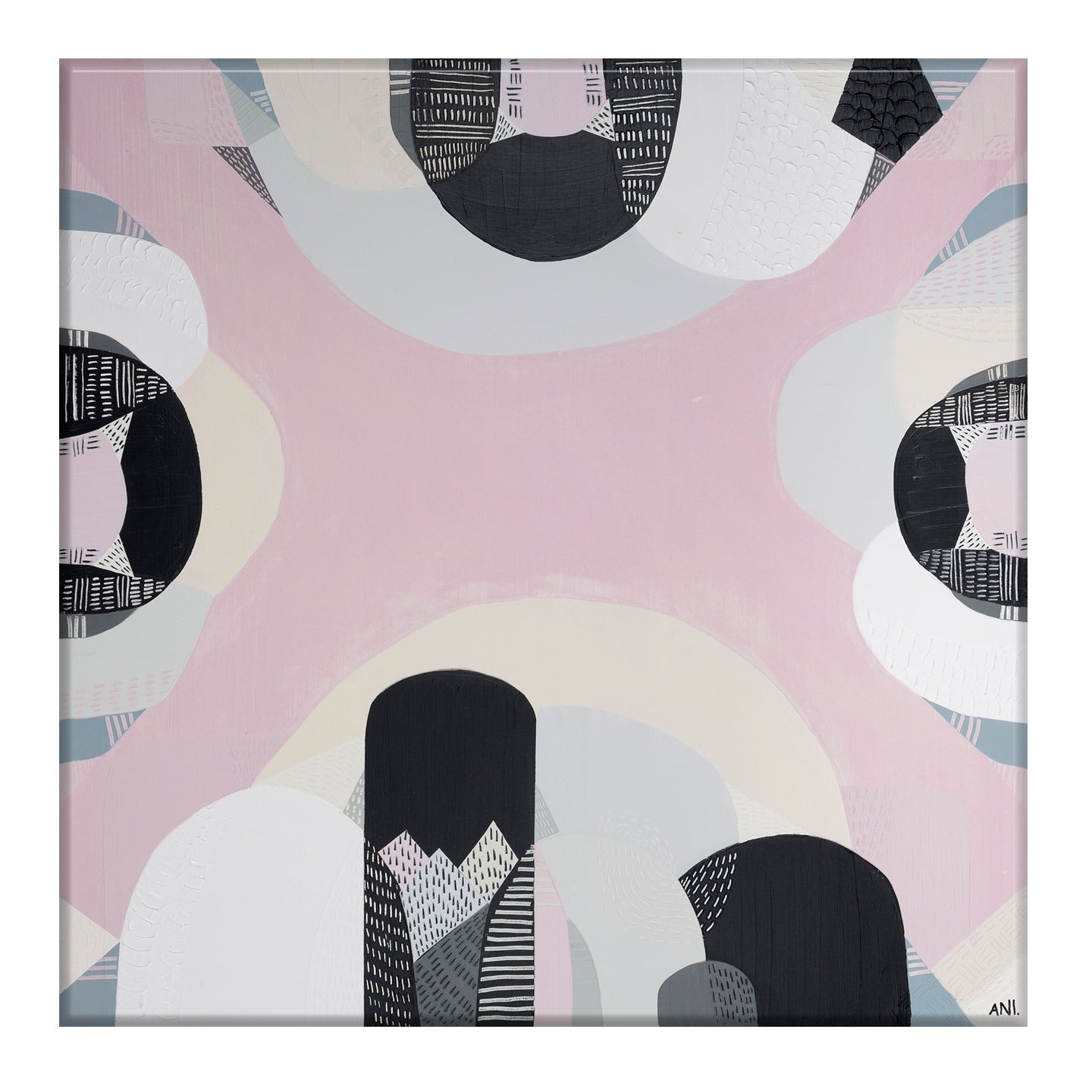 "Westgate Park Salt Lake art print by Ani Ipradjian. Abstract Australian landscape inspired by Melbourne’s pink salt lake beneath the West Gate Bridge. Perfect for collectors of bold, urban nature-inspired prints."