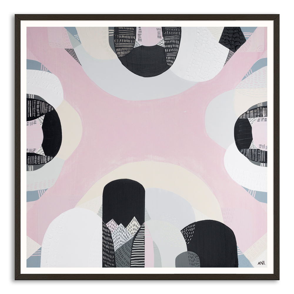 "Westgate Park Salt Lake art print by Ani Ipradjian. Abstract Australian landscape inspired by Melbourne’s pink salt lake beneath the West Gate Bridge. Perfect for collectors of bold, urban nature-inspired prints."
